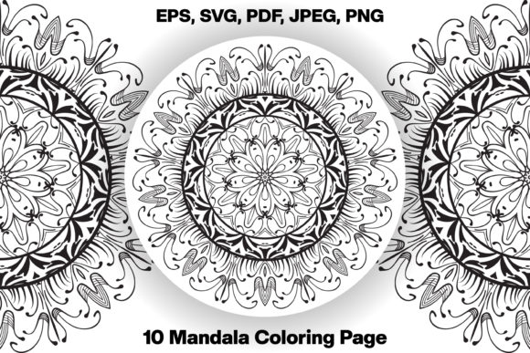 10 Monochrome Mandala Graphics for Coloring Pages Amp
