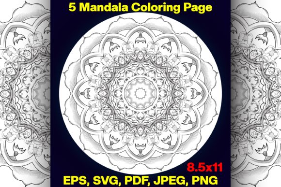 5 Mandalas Relaxation Coloring Pages Amp Graphics Review
