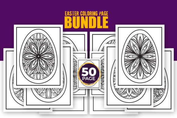 50 Easter Eggs Coloring Page Interior: Graphics Amp