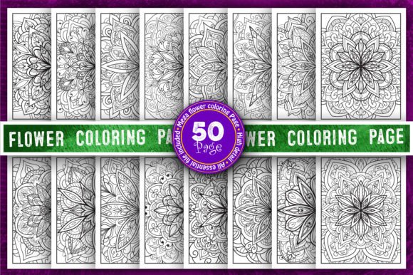 50 Flowers Coloring Pages Bundle - KDP Graphics & Coloring Pages Amp