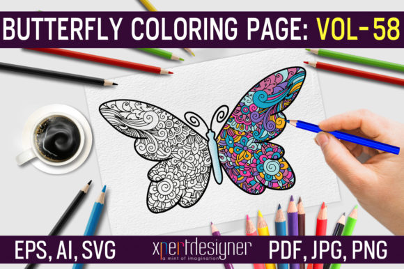 A Butterfly Coloring Page for Real-World Embroidery