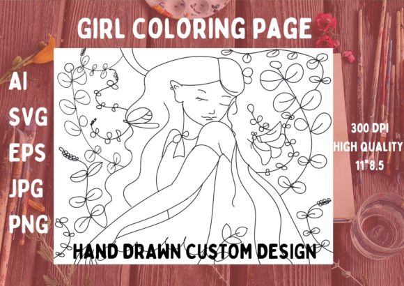 Botanical Girl Coloring Page: Graphics & Coloring Pages Amp