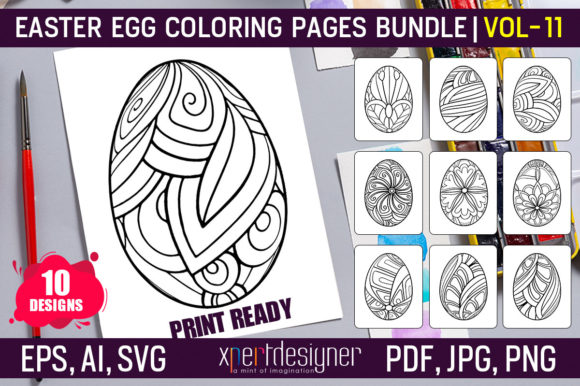 Easter Coloring Book Pages Vol 11: Graphics & Coloring Pages Amp