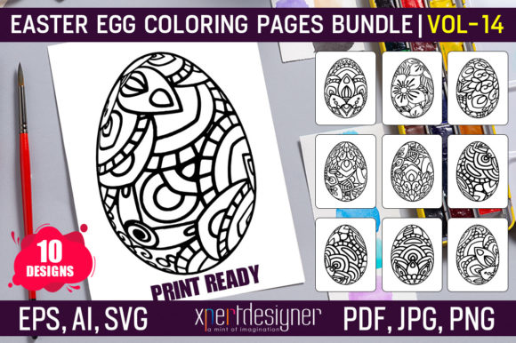 Easter Coloring Book Pages Vol 14: Graphics Amp