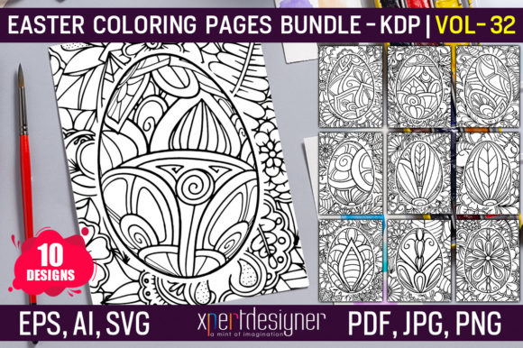 Easter Coloring Book Pages Vol - 32 Graphics Coloring Pages Amp