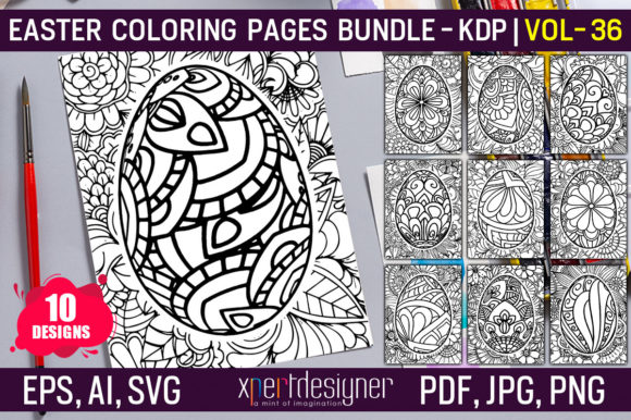 Easter Coloring Book Pages Vol 36: Graphics & Coloring Pages Amp