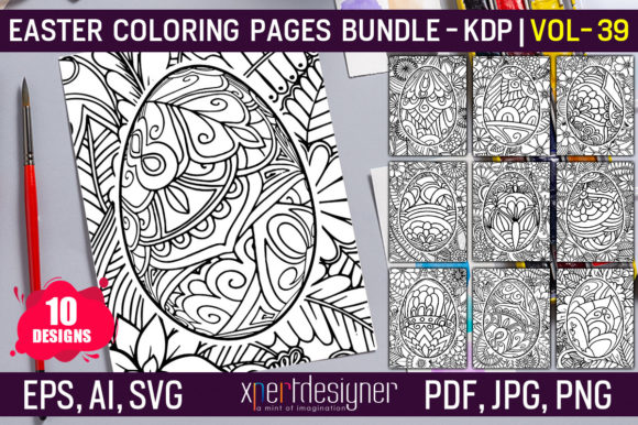 Easter Coloring Book Pages Vol 39: Graphics & Coloring Pages Amp