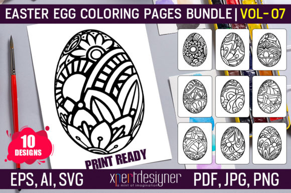 Easter Coloring Pages Vol 07: Graphics & Coloring Pages Amp