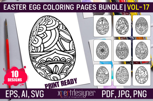 Easter Coloring Pages Vol 17: Graphics & Coloring Pages Amp