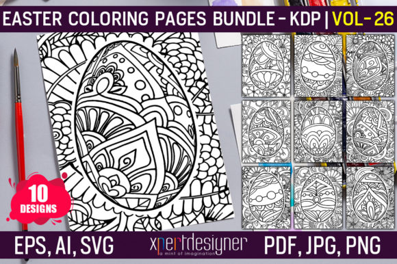 Easter Coloring Pages Vol 26 Graphics & Coloring Pages Amp