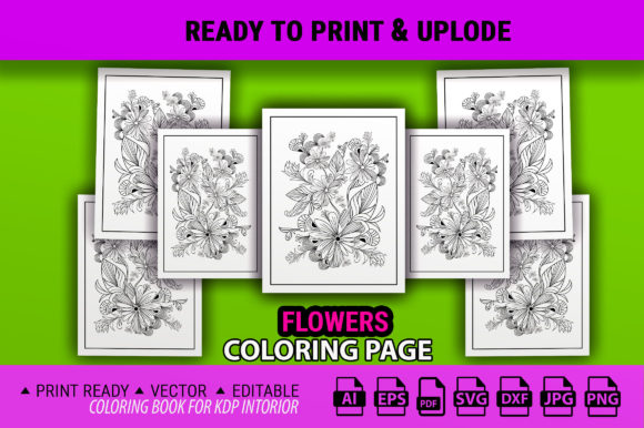 Floral Coloring Page for Adults: Graphics & Coloring Pages Amp