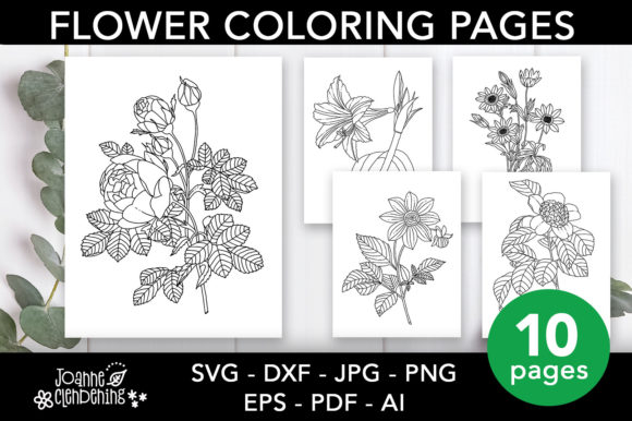Flowers Botanical Style Coloring Pages Graphics Amp Review
