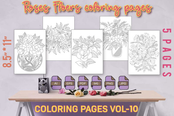 Flowers Coloring Page for Adults KDP Graphics & Coloring Pages Amp