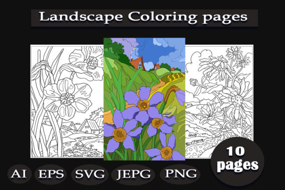 Landscape Coloring Pages Amp Graphics: KDP VOL-1