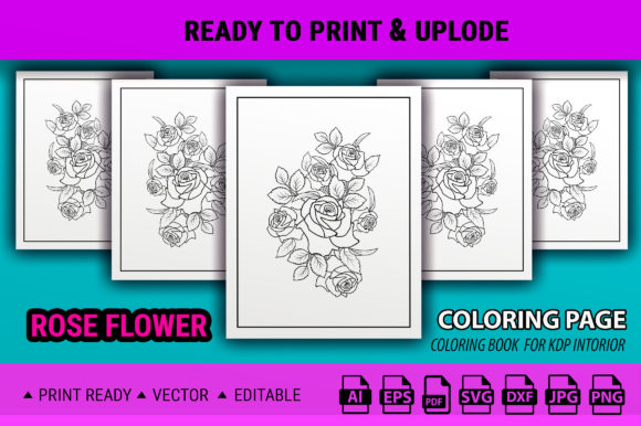 Rose Flowers Coloring Book: Graphics & Coloring Pages Amp